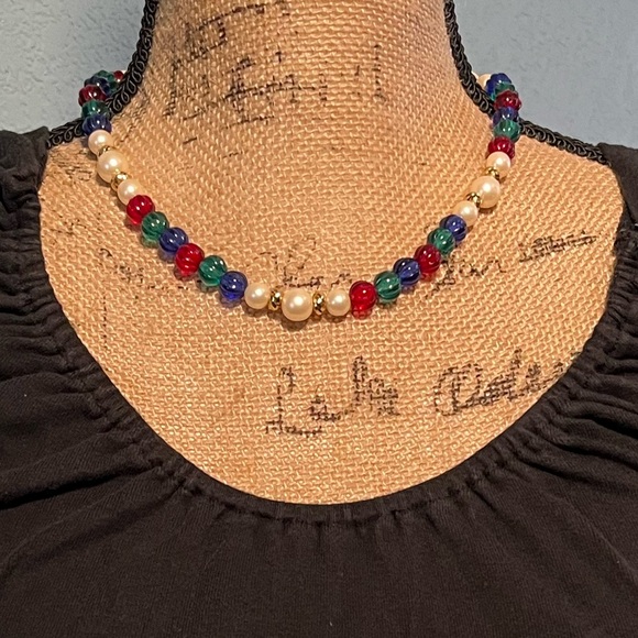 Avon Vintage Faux Pearl Beaded Multicolor Necklace 18 inch - Picture 6 of 16
